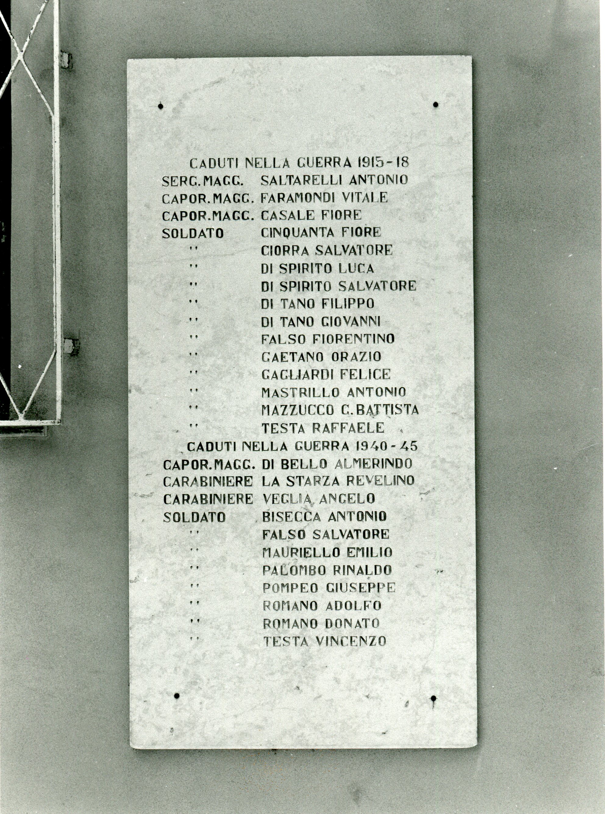 lapide commemorativa ai caduti - ambito laziale (sec. XX, sec. XX)