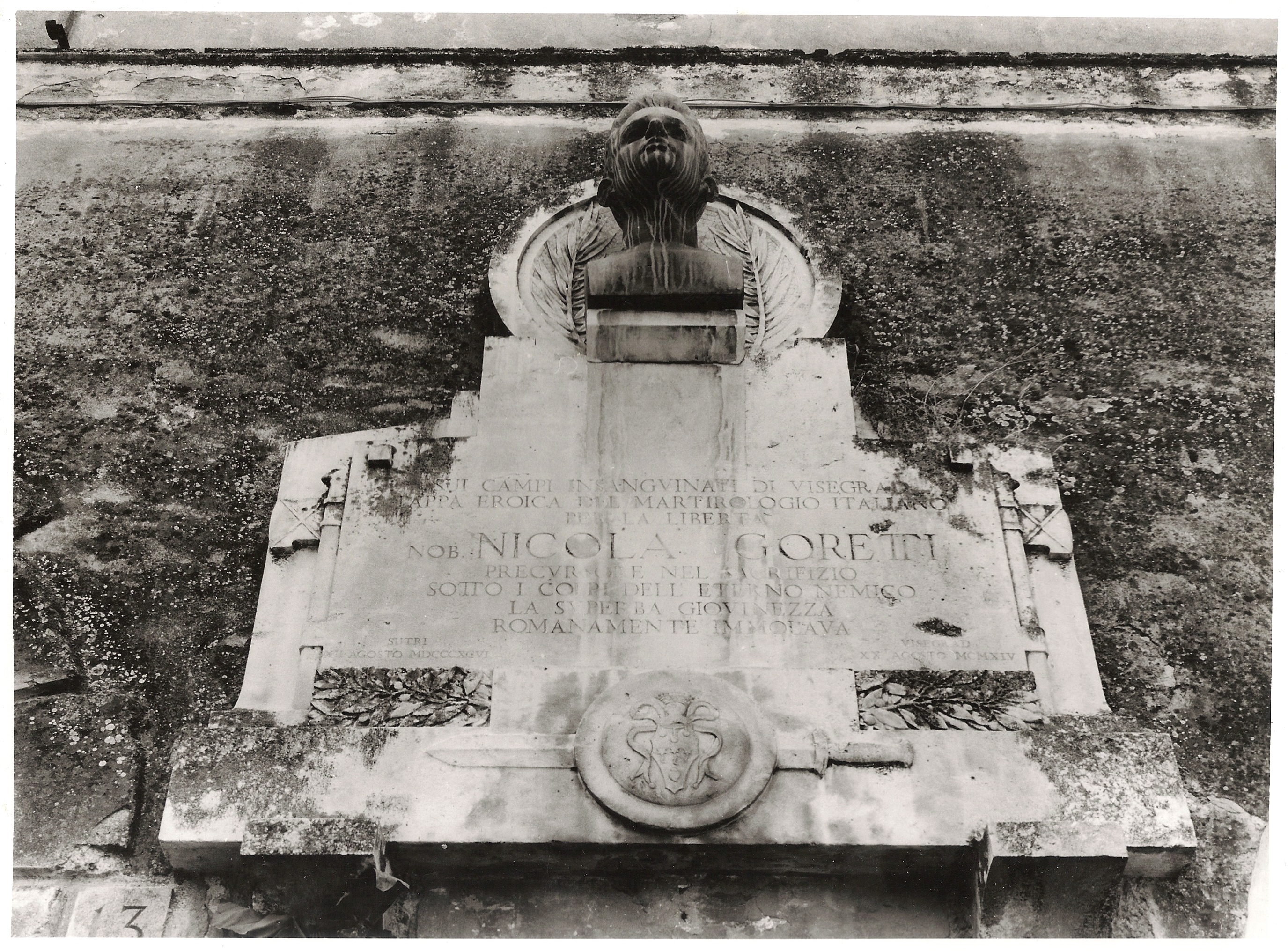 busto di Nicola Goretti (lapide commemorativa ai caduti) - ambito viterbese (sec. XX)