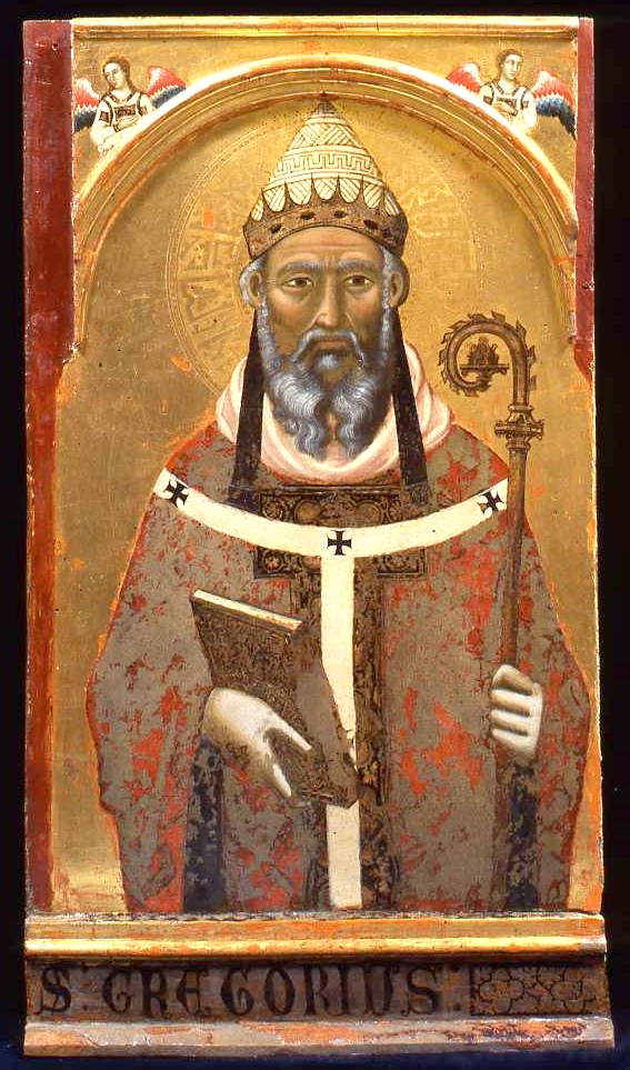 Polittico di Montelabate, San Gregorio Magno (scomparto di polittico, elemento d'insieme) di Meo di Guido da Siena (sec. XIV)