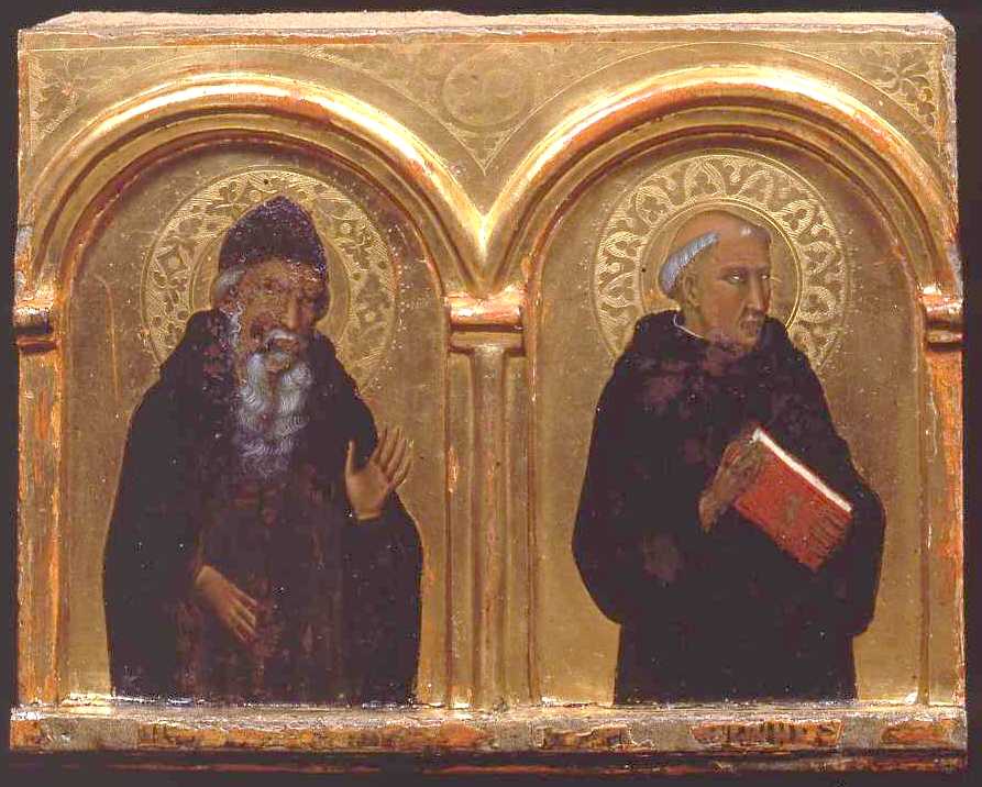 Polittico di Montelabate, Sant'Antonio abate e San Benedetto (scomparto di polittico, elemento d'insieme) di Meo di Guido da Siena (sec. XIV)