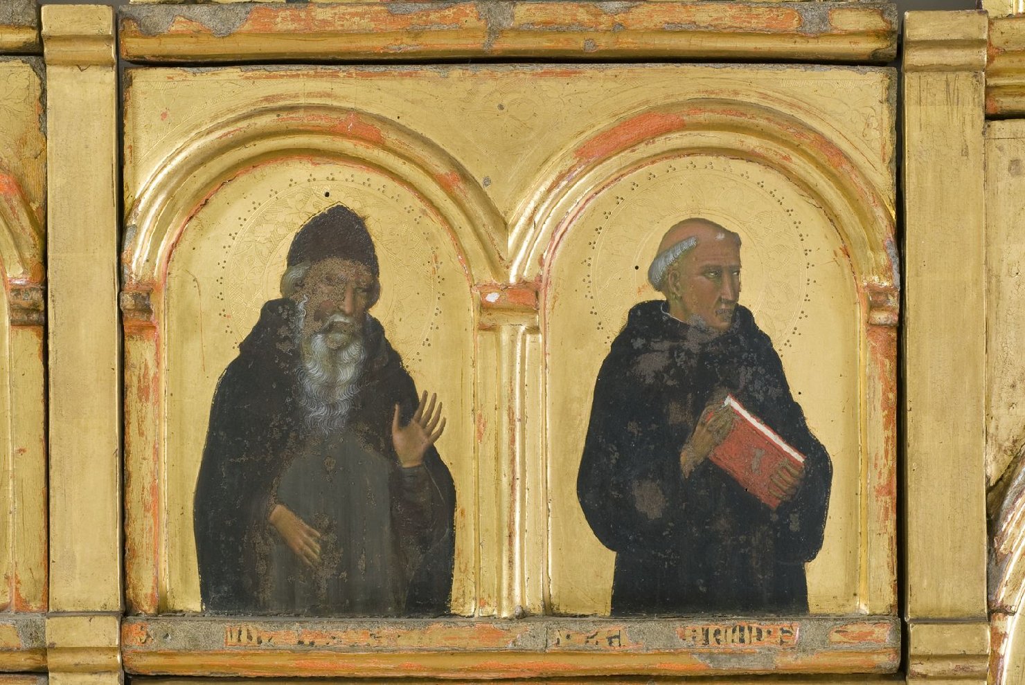 Polittico di Montelabate, Sant'Antonio abate e San Benedetto (scomparto di polittico, elemento d'insieme) di Meo di Guido da Siena (sec. XIV)