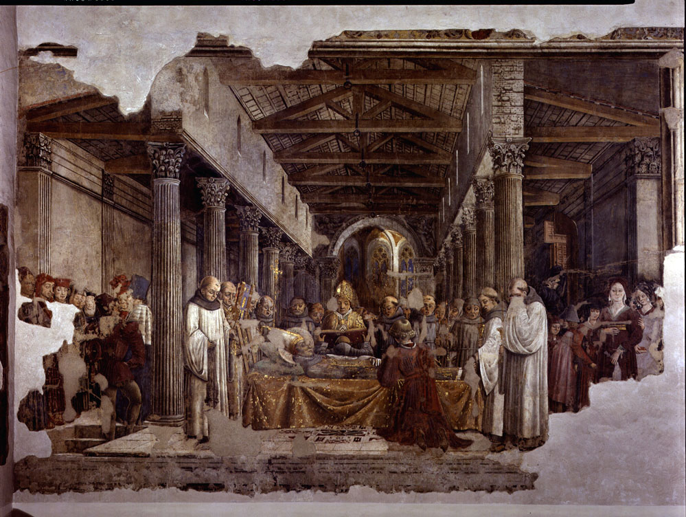 Esequie di San Ludovico da Tolosa (dipinto, elemento d'insieme) di Bonfigli Benedetto (attribuito) (seconda metà sec. XV)