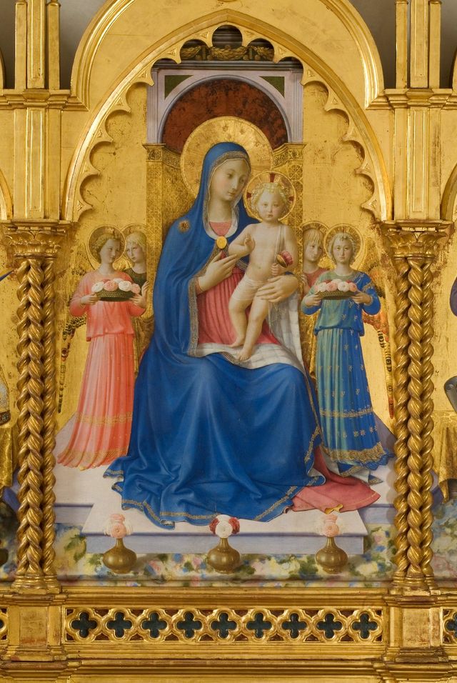 Madonna con Bambino e angeli (scomparto di polittico, elemento d'insieme) di Beato Angelico (metà sec. XV)