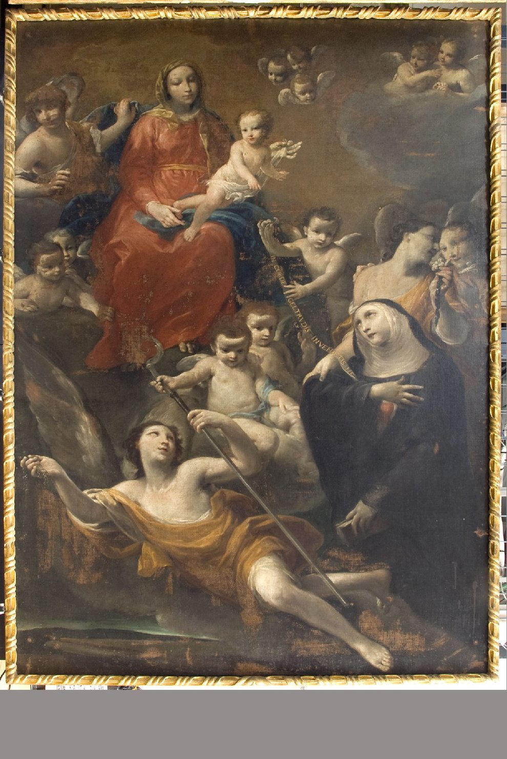Madonna con Bambino, Santa Gertrude e angeli (dipinto, opera isolata) di Crespi Giuseppe Maria detto Spagnoletto (attribuito) (prima metà sec. XVIII)