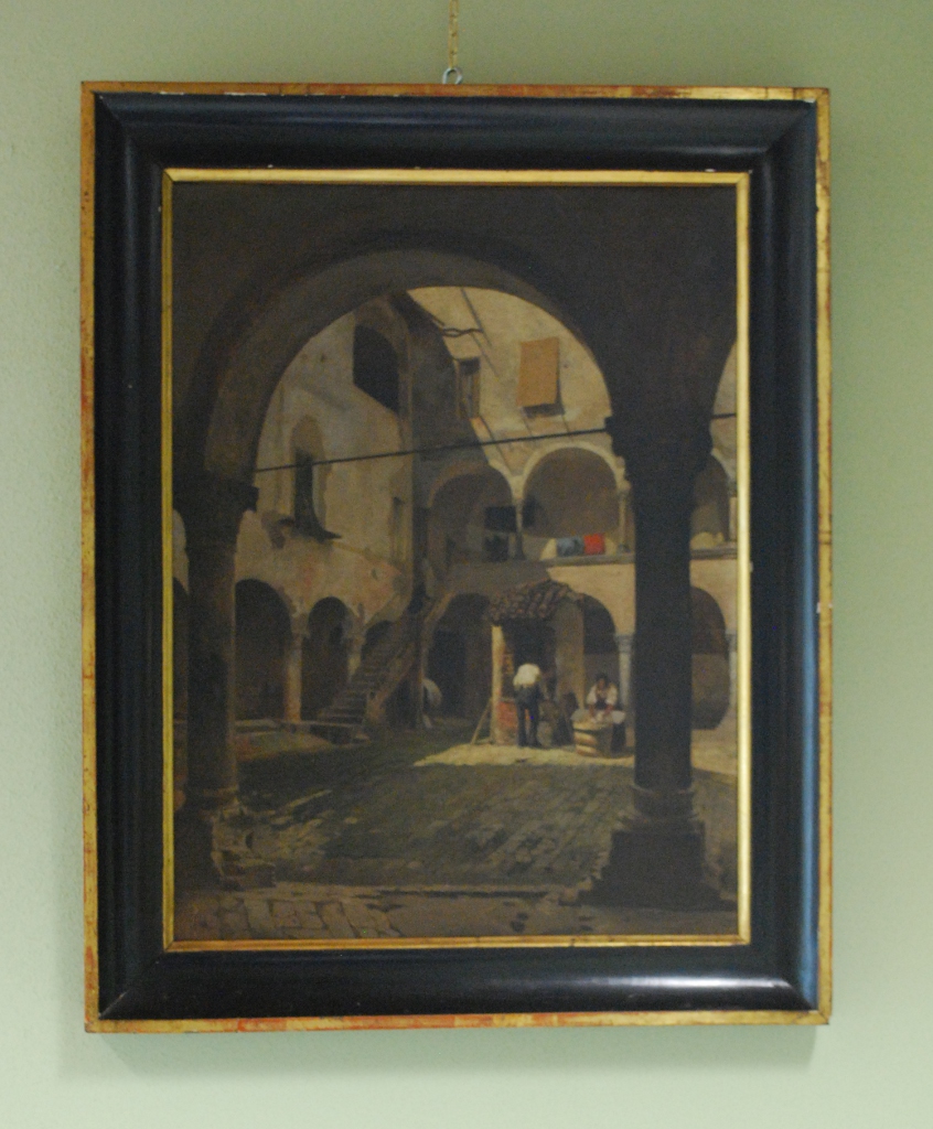 Il chiostro di San Quintino a Parma, Il chiostro di San Quintino a Parma (dipinto) di Rossi Antonio (metà XIX)