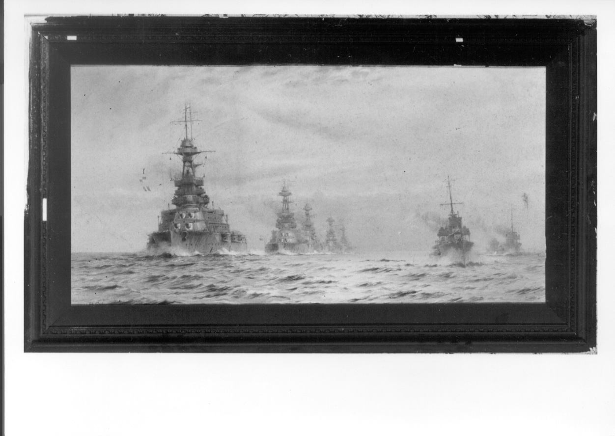 The Atlantic fleet, navi da guerra (dipinto, opera isolata) di Cull Alma Claude Burlton (inizio sec. XX)