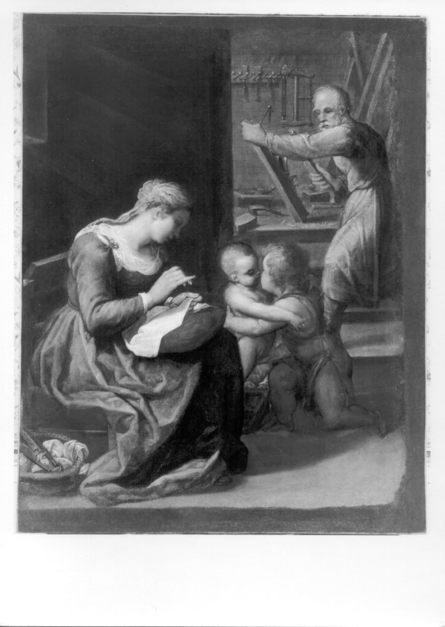 Sacra Famiglia con San Giovanni Battista bambino (dipinto, opera isolata) - ambito emiliano (prima metà sec. XVII)