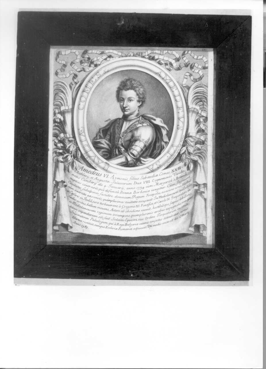 ritratto a mezzo busto di Amedeo VI di Savoia (stampa, elemento d'insieme) di De Lange François, Giffart Pierre (inizio sec. XVIII)