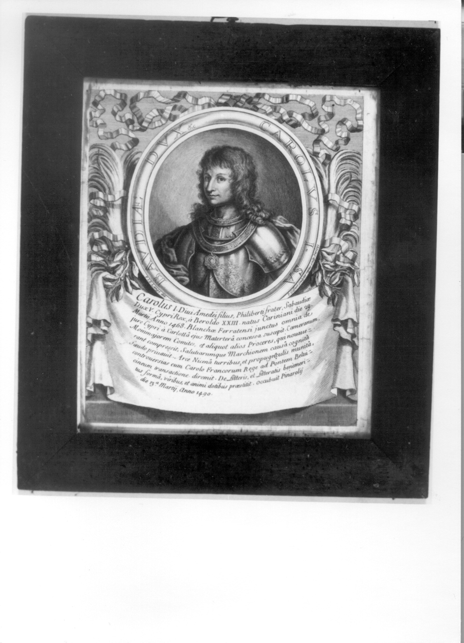 ritratto a mezzo busto di Carlo I di Savoia (stampa, elemento d'insieme) di De Lange François, Giffart Pierre (inizio sec. XVIII)
