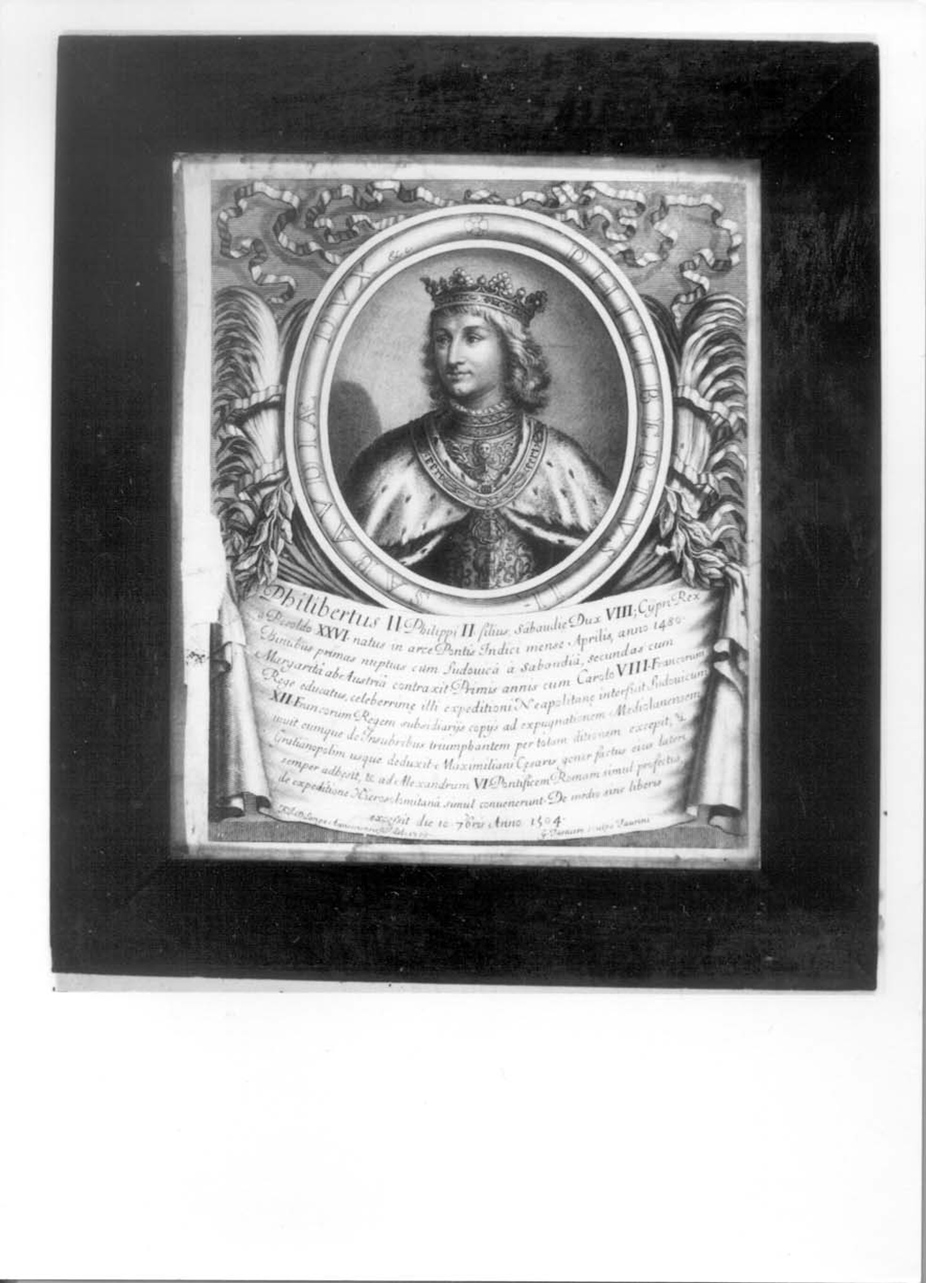 ritratto a mezzo busto di Filiberto II di Savoia (stampa, elemento d'insieme) di De Lange François, Tasnière Georges (inizio sec. XVIII)