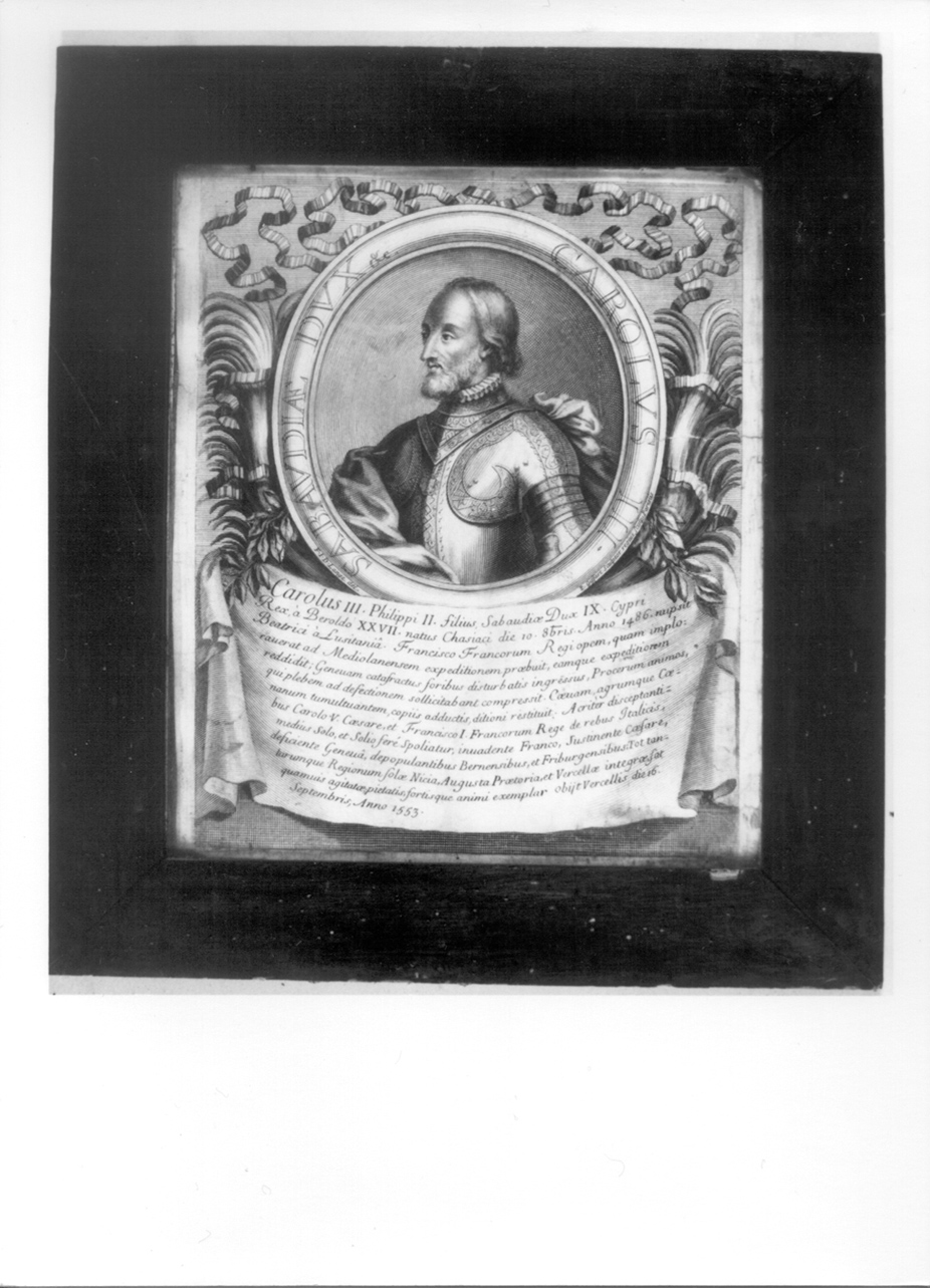 ritratto a mezzo busto di Carlo III di Savoia (stampa, elemento d'insieme) di De Lange François, Giffart Pierre (inizio sec. XVIII)