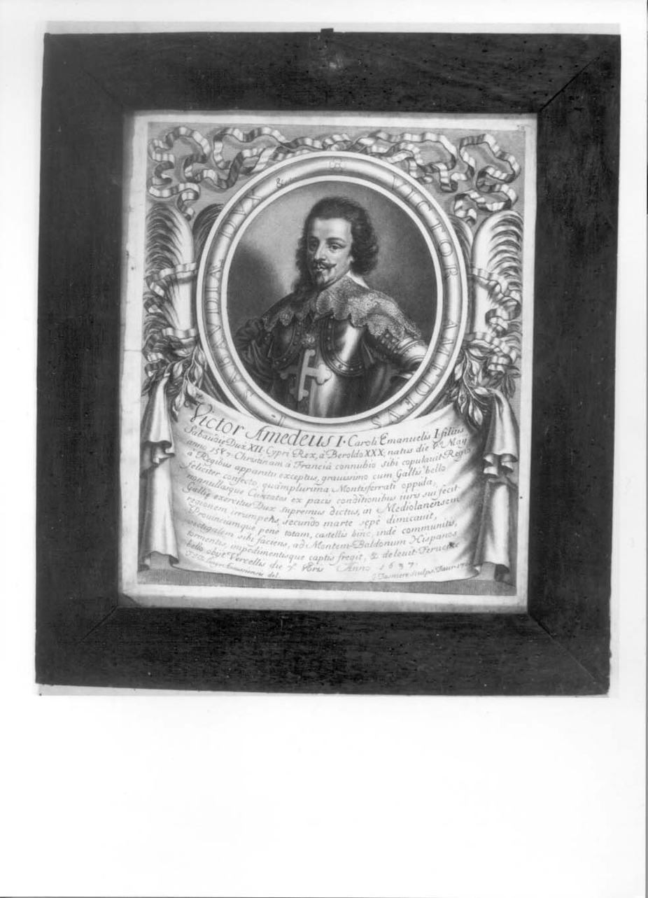 ritratto a mezzo busto di Vittorio Amedeo I di Savoia (stampa, elemento d'insieme) di De Lange François, Tasnière Georges (inizio sec. XVIII)
