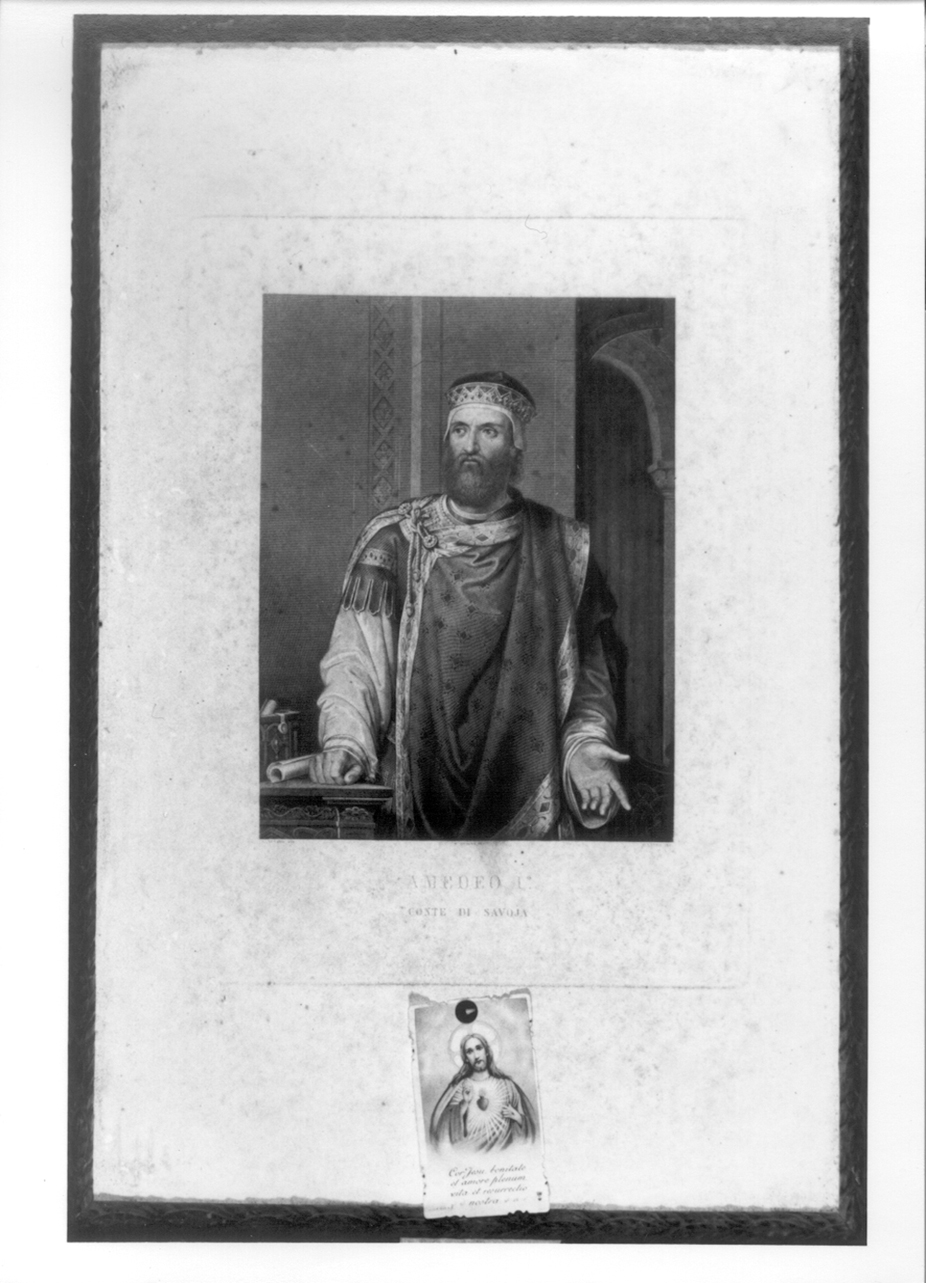 ritratto a mezza figura di Amedeo I di Savoia (stampa, elemento d'insieme) di Busato Giovanni, Lauro Agostino (fine sec. XIX)