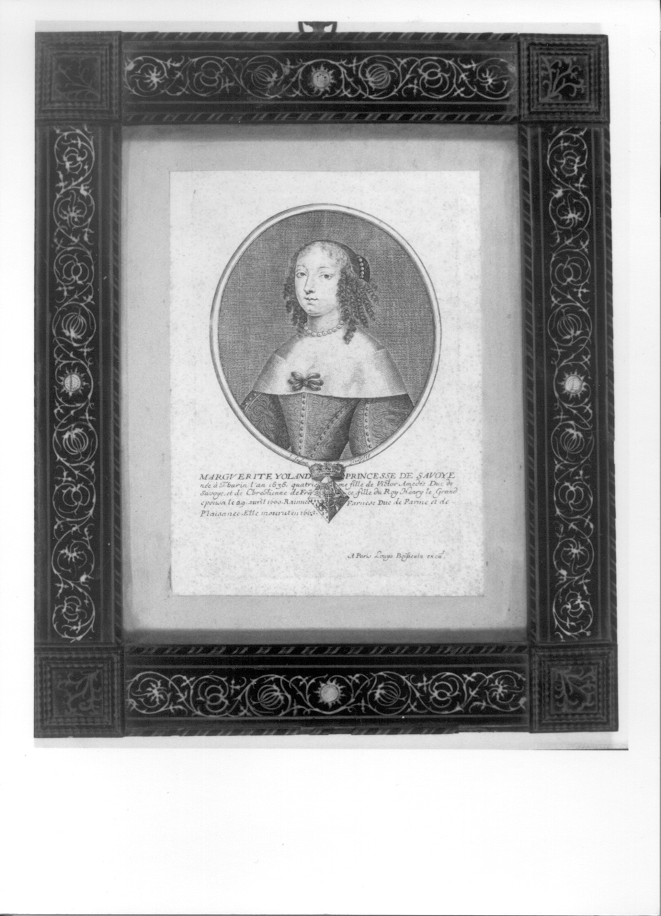 ritratto a mezza figura di Margherita Jolanda di Savoia (stampa) di Boissevin Louis, Frosne Jean (terzo quarto sec. XVII)