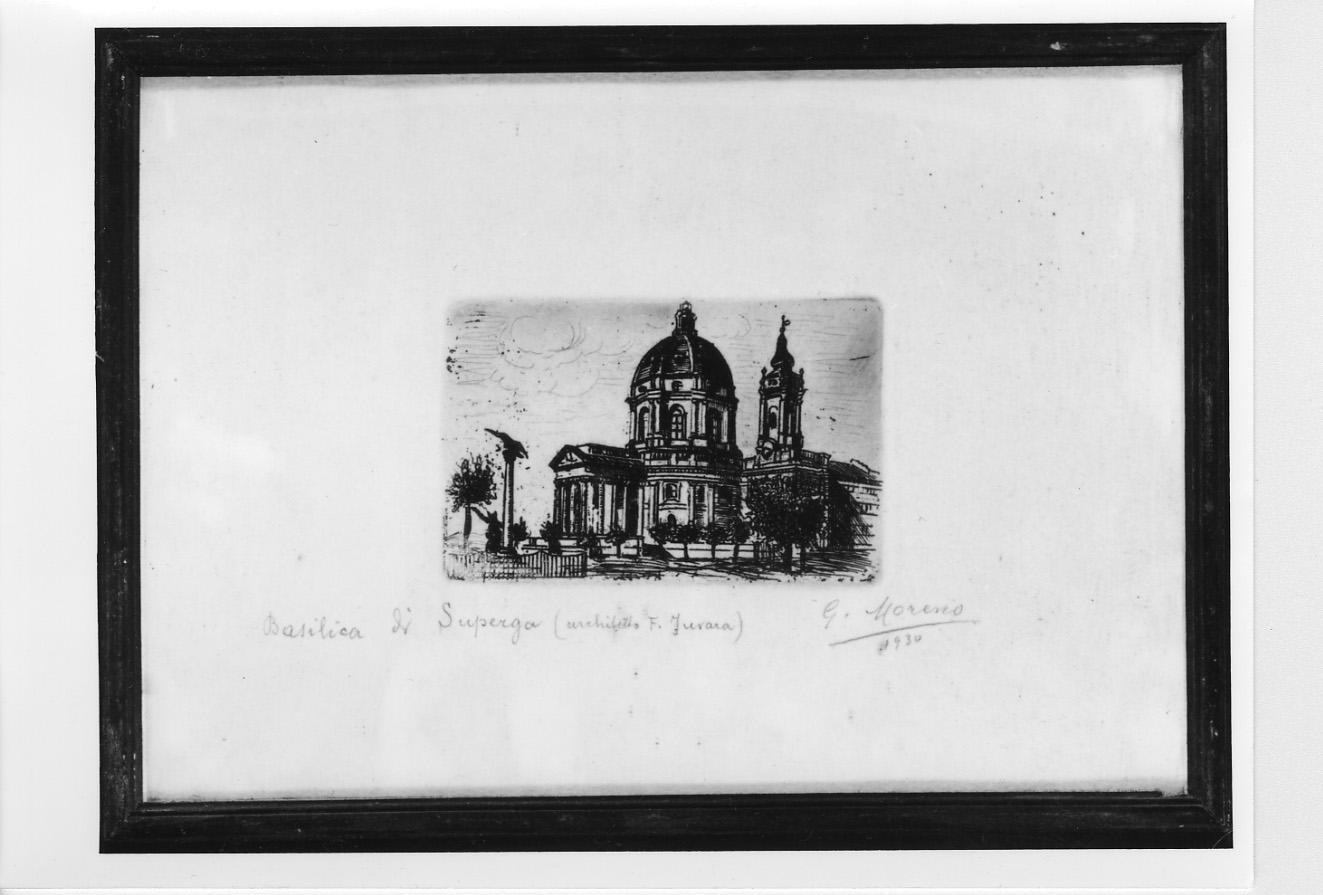 veduta della basilica di Superga (stampa, elemento d'insieme) di Moreno Giuseppe (secondo quarto sec. XX)