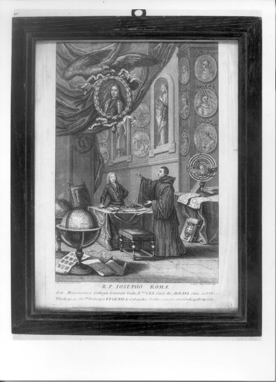 disquisizione del cardinale Annibale Albani con Eugenio di Savoia-Soissons (stampa) di Clementi Maria Giovanna Battista detta Clementina, Scotin Jean Baptiste (prima metà sec. XVIII)