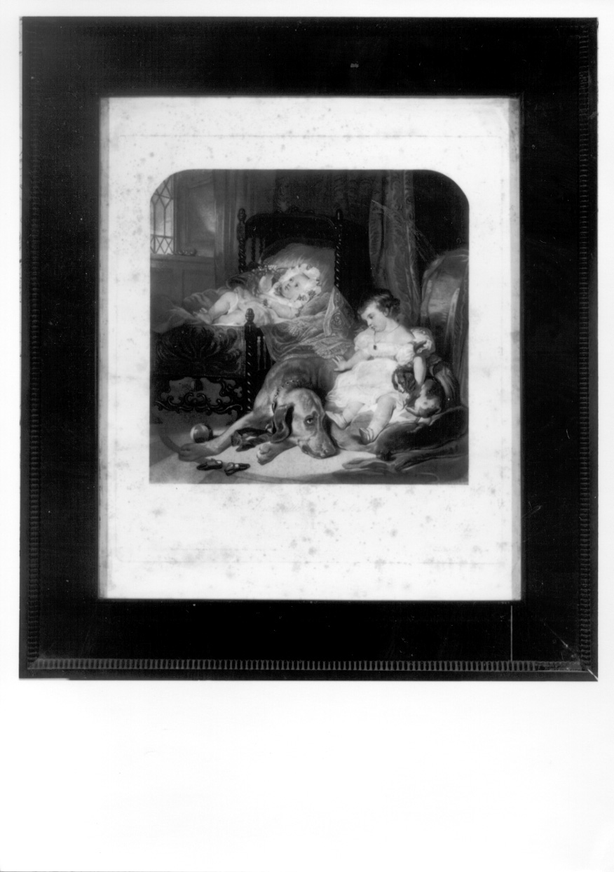 ritratto di Henriette e Beatrix Hamilton con cani (stampa) di Landseer Edwin, Rollet René, Rollet A (metà sec. XIX)