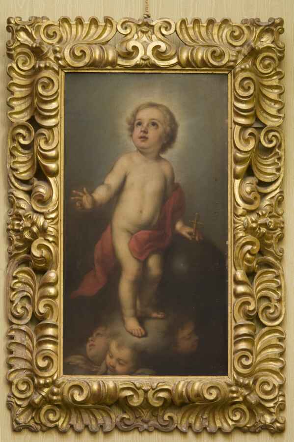 Gesù Bambino come Cristo Salvatore (dipinto, opera isolata) - ambito spagnolo (sec. XIX)