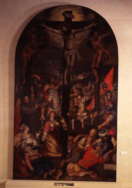 CROCIFISSIONE (dipinto, opera isolata) di Ghirlanda Agostino il Vecchio (sec. XVI)