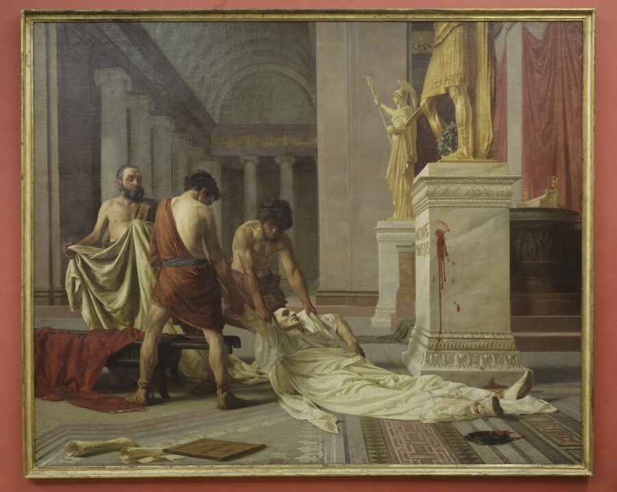 La morte di Giulio Cesare, La morte di Giulio Cesare (dipinto) di Marcucci Michele (sec. XIX)