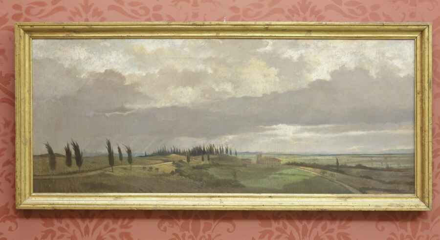 Veduta della collina di San Martino, Paesaggio a San Martino (dipinto) di Norfini Luigi (sec. XIX)
