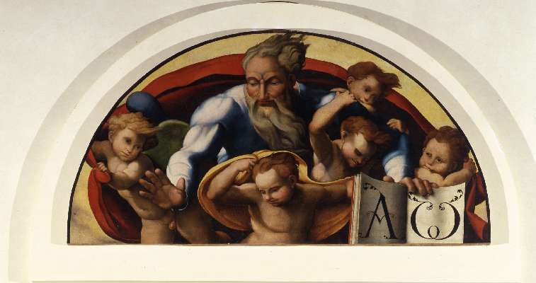 Eterno tra gli angeli (dipinto, elemento d'insieme) di Marti Agostino di Francesco (sec. XVI)