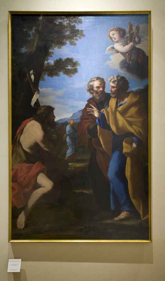 Cristo Salvatore con San Giovanni Battista, San Pietro e Sant'Andrea (dipinto, opera isolata) di Romanelli Giovan Francesco detto Raffaellino (secondo quarto sec. XVII)