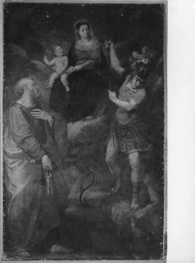 Madonna con Bambino San Pietro e San Michele arcangelo (dipinto, opera isolata) - ambito lucchese (primo quarto sec. XVII)