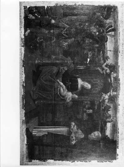 Madonna con Bambino in trono e San Giorgio e San Pietro (dipinto, opera isolata) - ambito italiano (secondo quarto sec. XVI)
