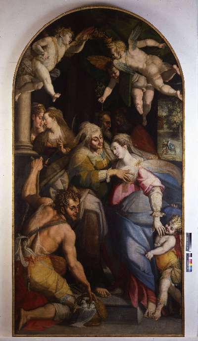 VISITAZIONE (dipinto, opera isolata) di Samacchini Orazio (sec. XVI)