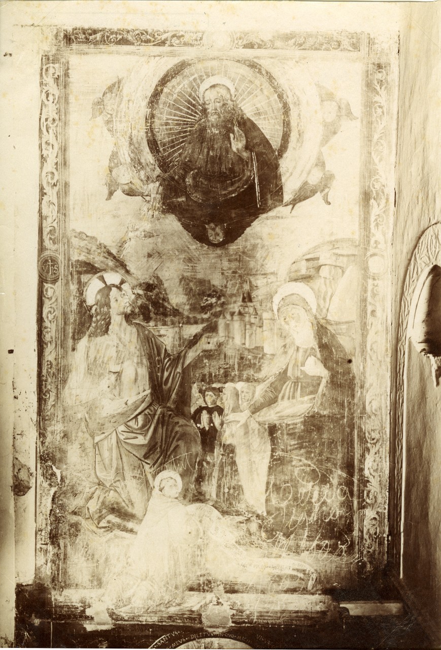 Madonna con Bambino in trono tra San Rocco e San Sebastiano (dipinto, opera isolata) di Ezechia da Vezzano detto Zacchia il Vecchio (secondo quarto sec. XVI)