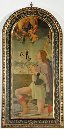 San Rocco allontana da Arezzo il flagello della peste, San Rocco allontana da Arezzo il flagello della peste (dipinto, serie) di Dei Pietro detto Bartolomeo della Gatta (ultimo quarto XV)