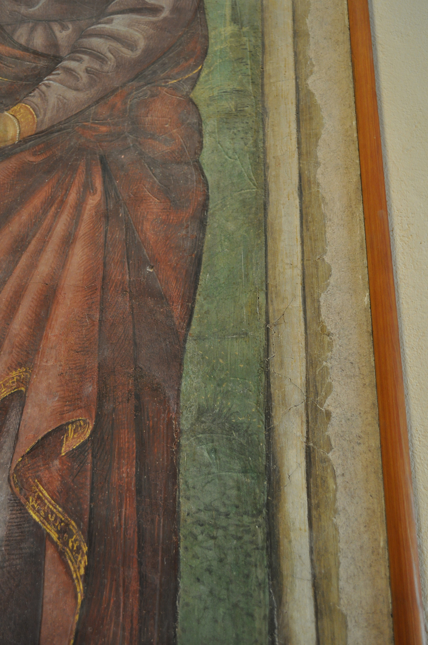 San Giovanni Evangelista, San Giovanni Evangelista (dipinto - murale, frammento) di Domenico di Pietro di Vanni de' Pecori detto Domenico Pecori - ambito toscano (inizio sec. XVI)
