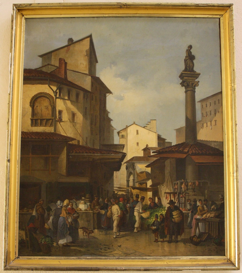 Veduta del mercato vecchio di Firenze, Veduta del mercato vecchio di Firenze (dipinto) di Moricci Giuseppe (sec. XIX)