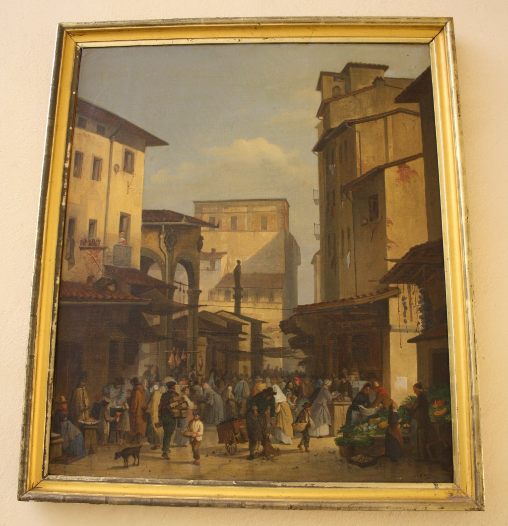 Veduta del mercato vecchio di Firenze, Veduta del mercato vecchio di Firenze (dipinto) di Moricci Giuseppe (sec. XIX)