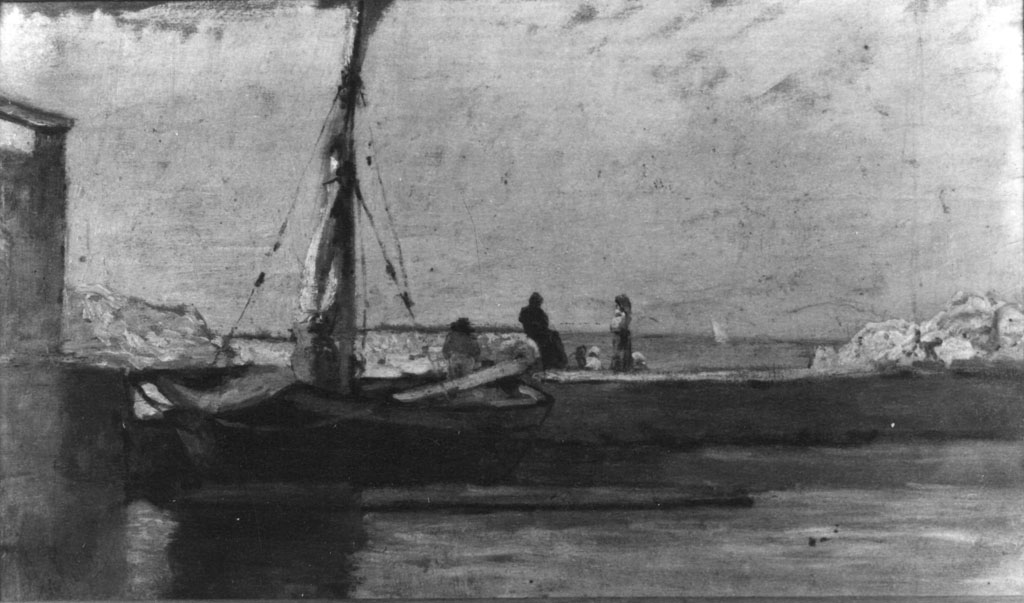 Il porto, veduta di città (dipinto) di Fattori Giovanni (sec. XIX)