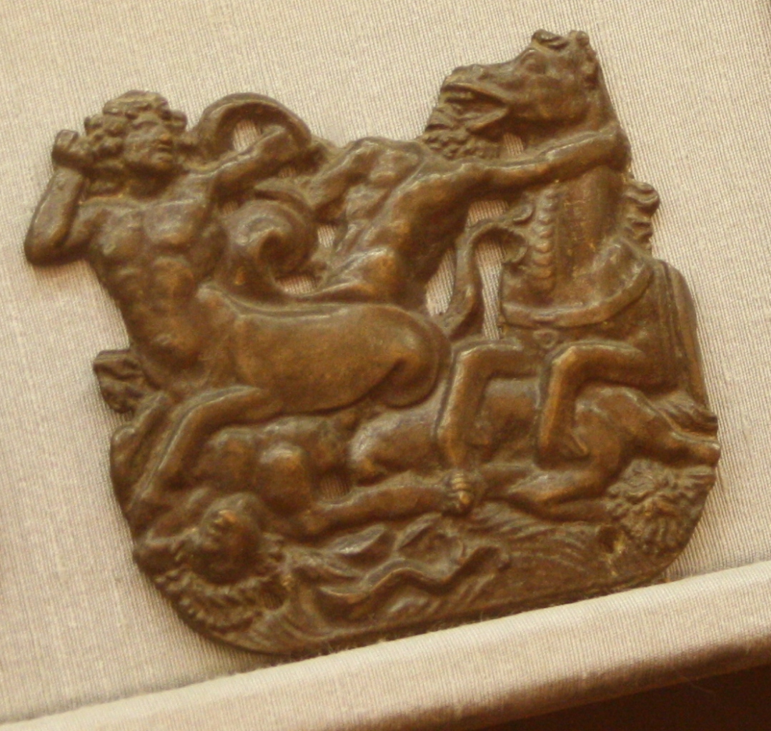 Battaglia fra tritoni e cavalieri, battaglia fra tritoni e cavalieri (placchetta) - bottega padovana (prima metà sec. XVI)