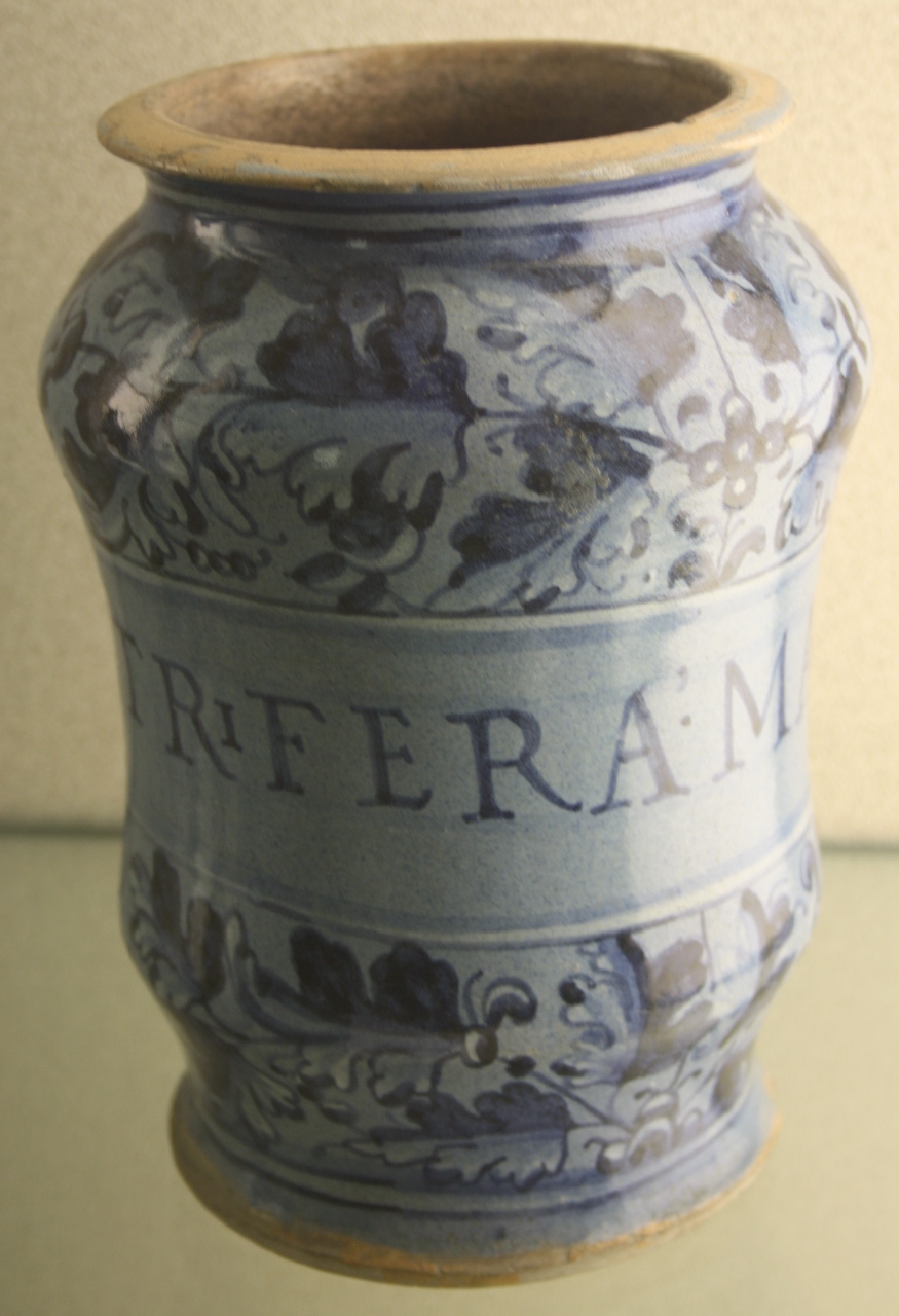 motivi decorativi vegetali (vaso da farmacia) - bottega veneziana (seconda metà sec. XVI)