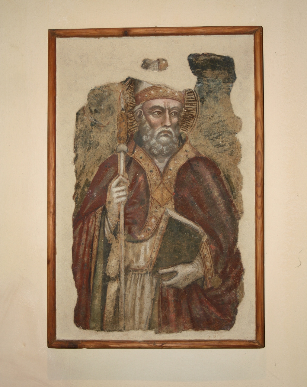 San Donato, San Donato (dipinto - affresco, frammento) di Spinello Aretino (cerchia) (seconda metà sec. XIV)