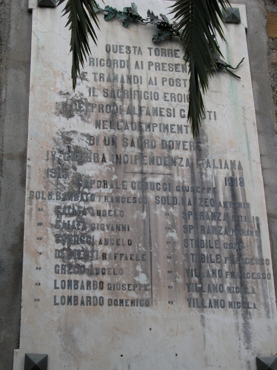 lapide commemorativa ai caduti - bottega Italia centro-meridionale (prima metà sec. XX)