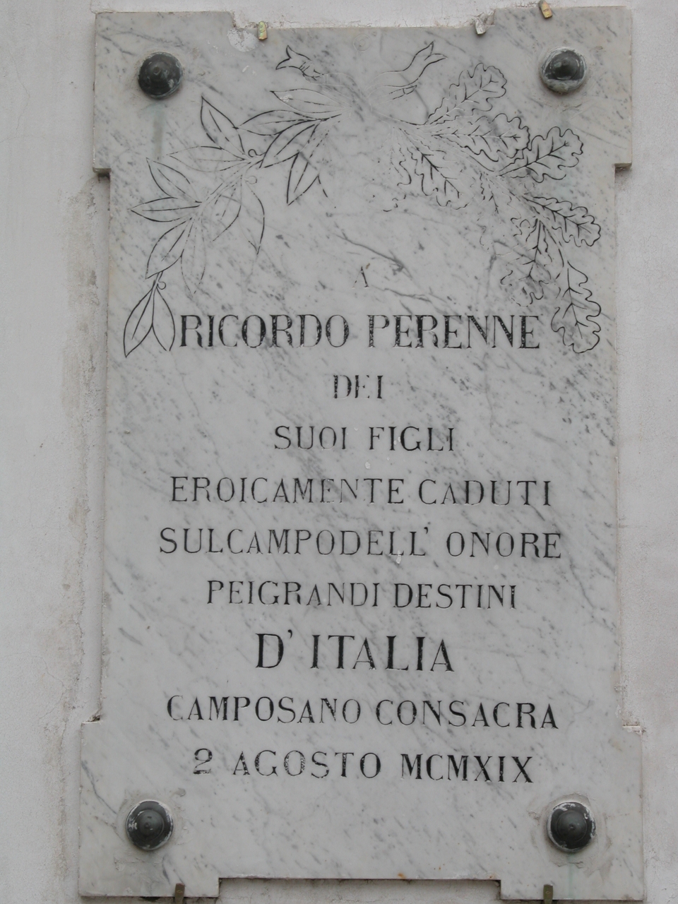 lapide commemorativa ai caduti - bottega campana (sec. XX)