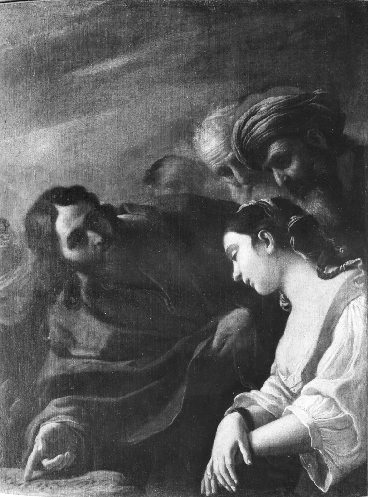 Cristo e l'adultera (dipinto) di Preti Mattia (cerchia) (seconda metà sec. XVII)