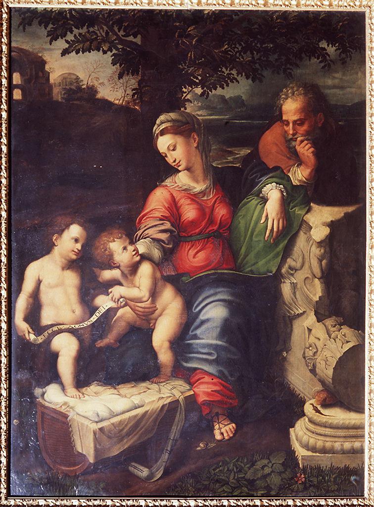 Madonna della Lucertola, Sacra Famiglia con San Giovannino (dipinto) di Siciolante Girolamo da Sermoneta (sec. XVI)