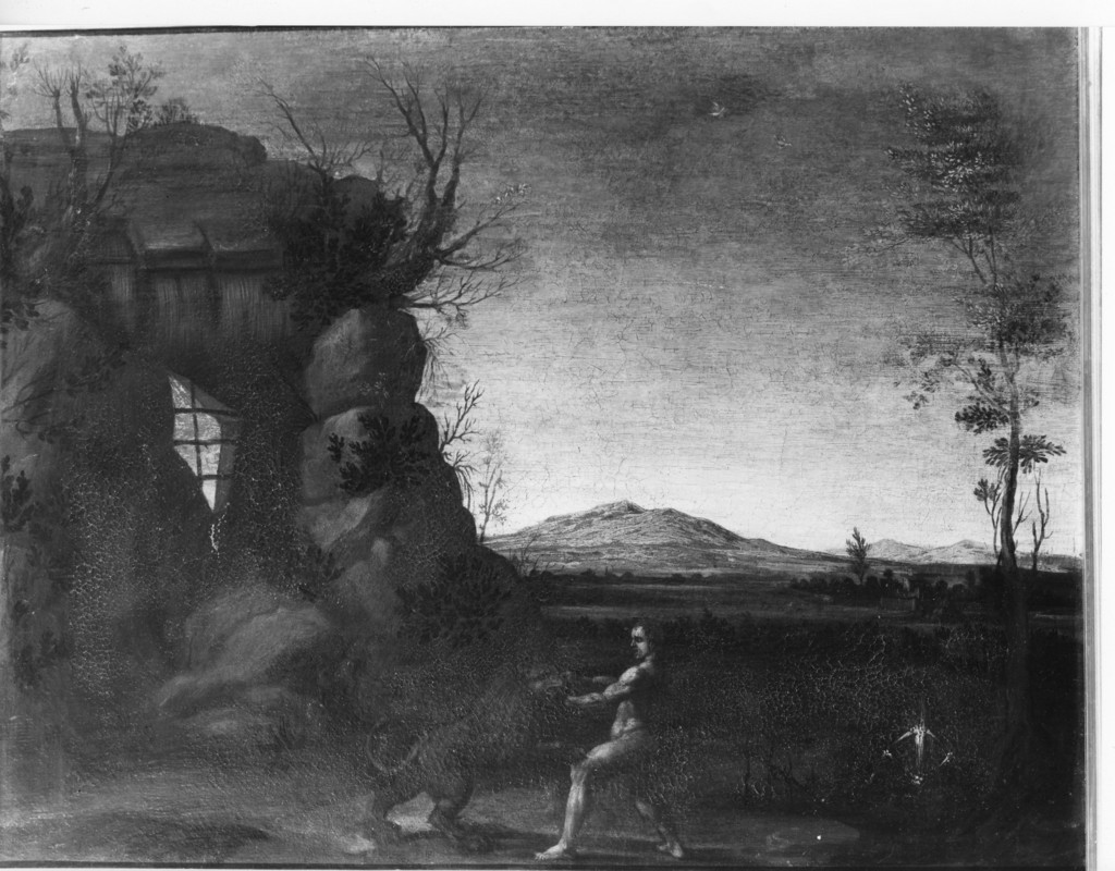 Ercole e il leone di Nemea (dipinto) - ambito romano (sec. XVII)