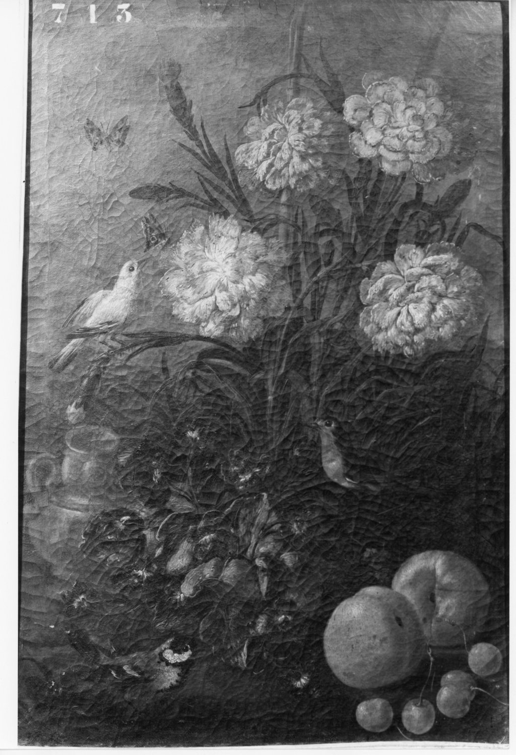 vaso con fiori e uccelli (dipinto) - ambito italiano (sec. XVII)