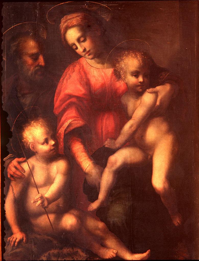 Sacra Famiglia con San Giovannino (dipinto) di Ubaldini Domenico detto Domenico Puligo (secondo quarto sec. XVI)