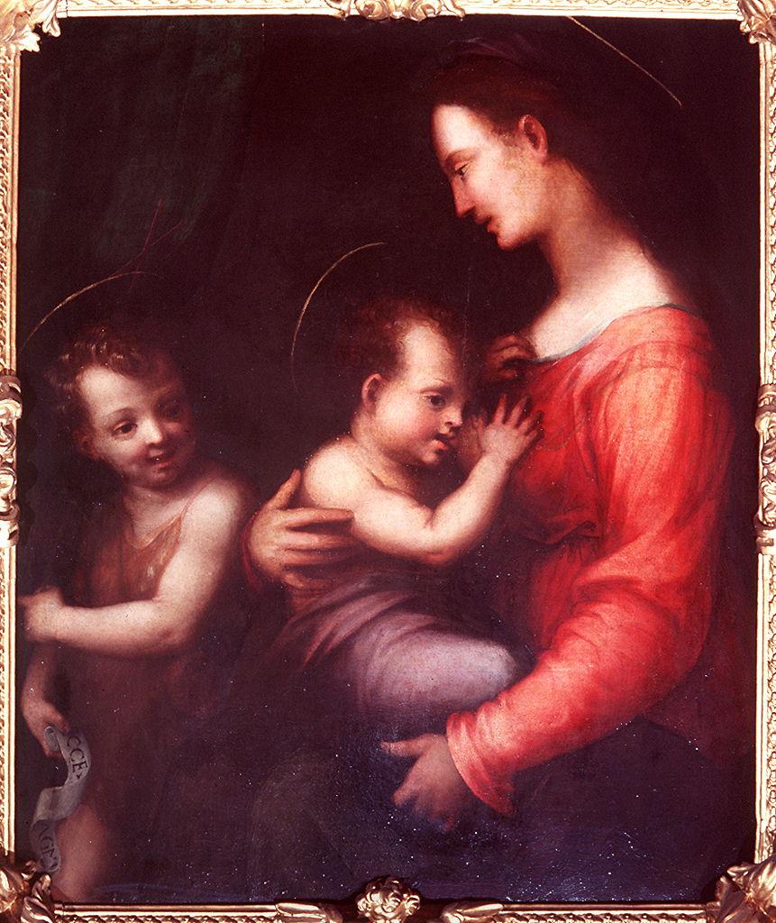 Madonna con Bambino e San Giovannino (dipinto) di Ubaldini Domenico detto Domenico Puligo (primo quarto sec. XVI)