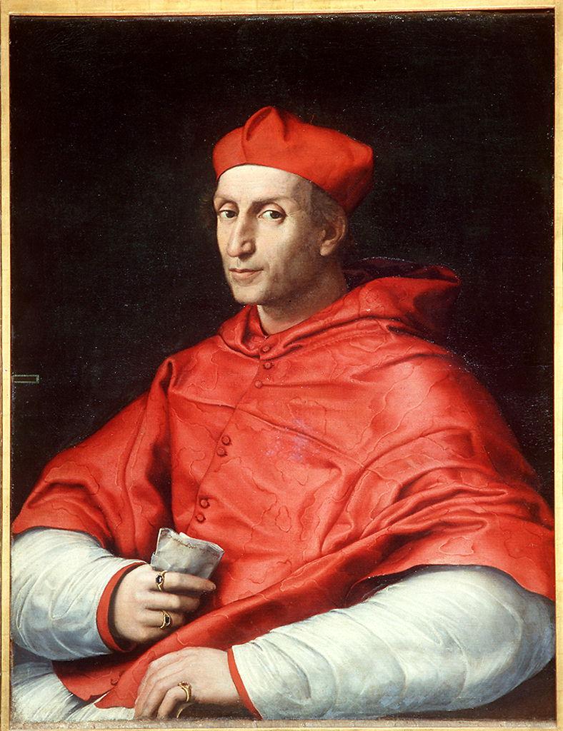 ritratto del cardinale Bernardo Dovizi da Bibbiena (dipinto) di Raffaello (e aiuti) (primo quarto sec. XVI)