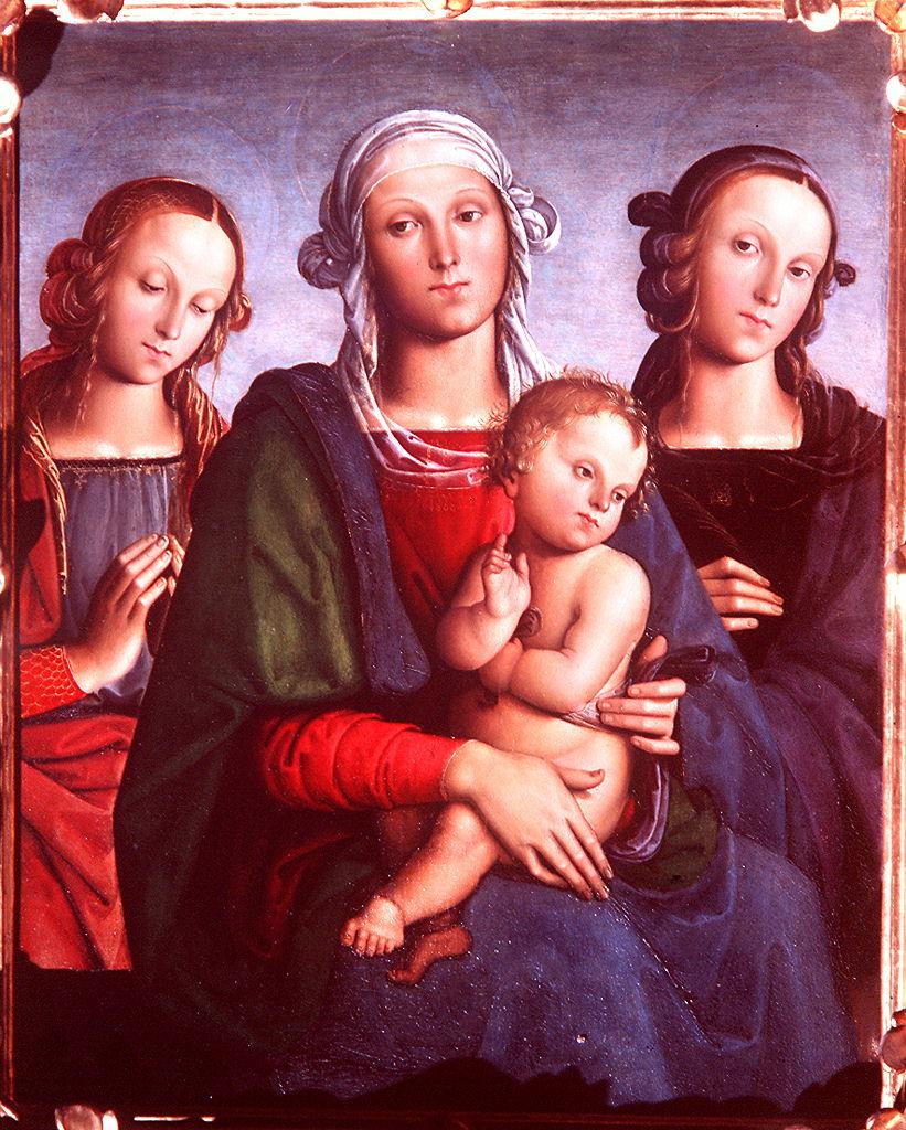 Madonna con Bambino tra Santa Rosa e Santa Caterina d'Alessandria (dipinto) di Vannucci Pietro detto Perugino (bottega) (fine sec. XV)