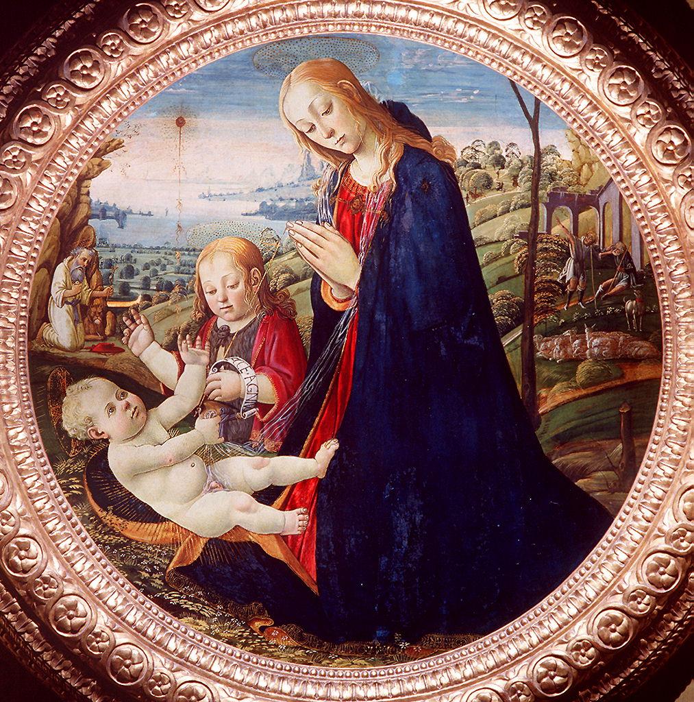 Madonna con Bambino e San Giovannino (dipinto) di Jacopo del Sellaio (seconda metà sec. XV)